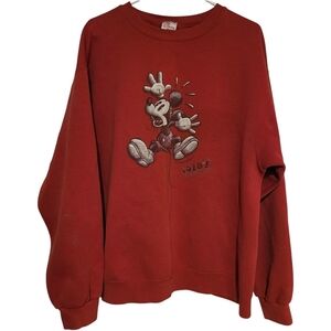 Vintage Disney Store Mickey Mouse Red Adult XL Sweater Sweatshirt Pullover